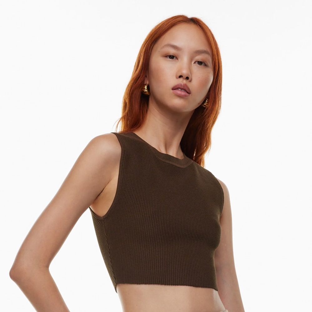 Aritzia Brown Sculpt Knit Muscle Cropped Tank